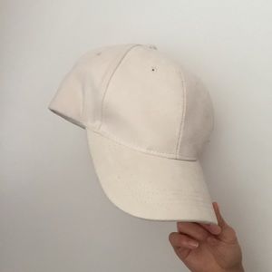 cream colored suede cap
